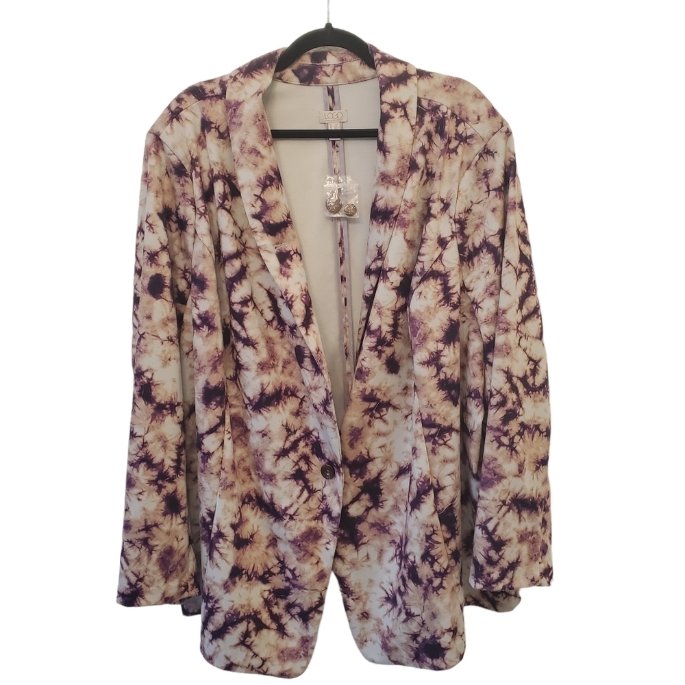 LOGO by Lori Goldstein 5X Tie Dye Unlined Blazer Stretchy